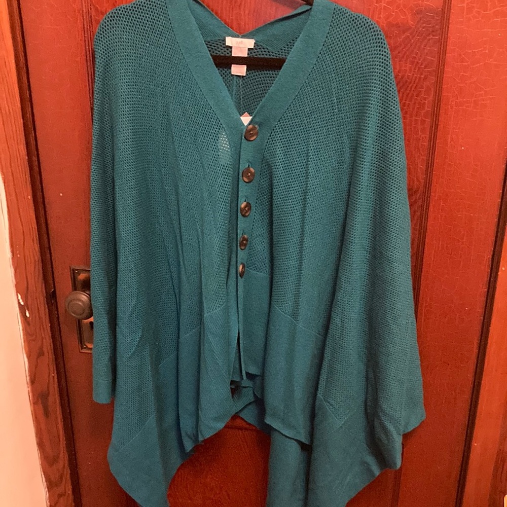 J. Jill Blue Shrug Poncho with Asymmetrical Hem